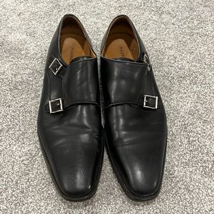 Men’s Black Magnanni Dress shoes Size 11.5, Double Strap Loafers